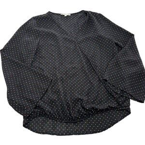 Andree by Unit Blouse Womens Small Black Polka‎ Dot Long Sleeve Polyester Top